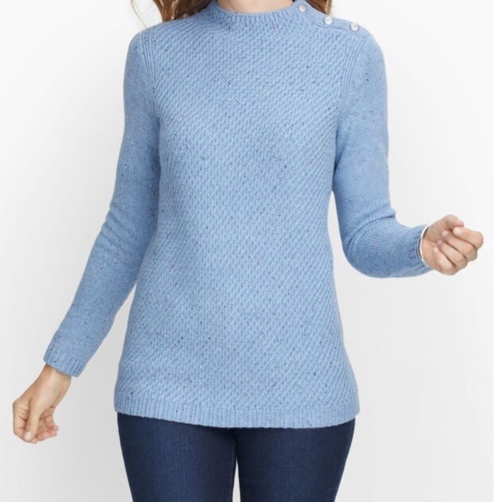 Talbot Petite~Soft~Cotton Blend Heathered Yarn~Textured Knit  Sweater~Size SP